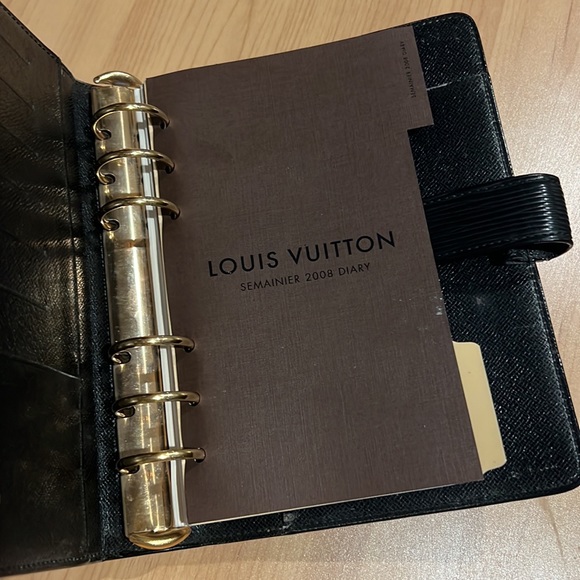 Authentic Louis Vuitton Notebook Cover Agenda Black with 2008 Inserts - Picture 3 of 6